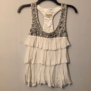 ☀️ Forever 21 Beaded Layered White Top